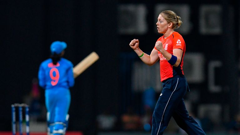 Heather Knight will be on hat-trick with the first ball of her next over in the competition