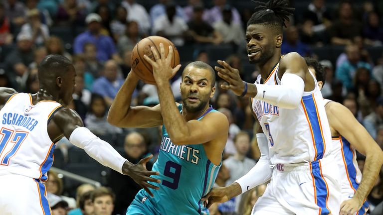 during their game at Spectrum Center on November 1, 2018 in Charlotte, North Carolina. NOTE TO USER: User expressly acknowledges and agrees that, by downloading and or using this photograph, User is consenting to the terms and conditions of the Getty Images License Agreement. 