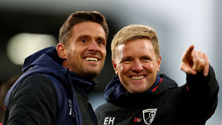 Eddie Howe and assistant manager Jason Tindall (L) have enjoyed a fine start to the Premier League season 