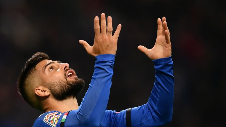 Italy's forward Lorenzo Insigne reacts during the UEFA Nations League 