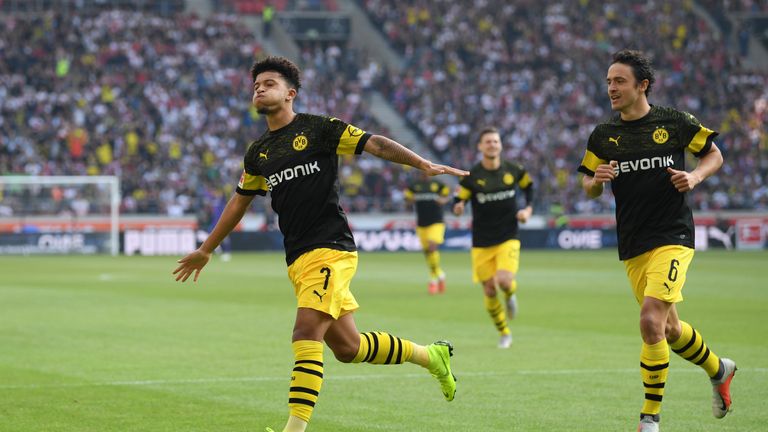 Jadon Sancho during the Bundesliga match between VfB Stuttgart and Borussia Dortmund at Mercedes-Benz Arena on October 20, 2018 in Stuttgart, Germany.