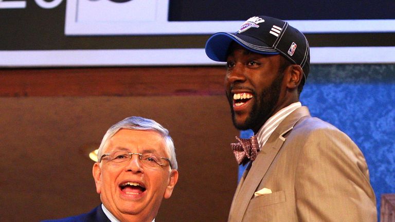 NBA Commissioner David Stern poses for a photograph with the NUMBER overall draft pick by the TEAM,  PLAYER during the 2009 NBA Draft at the Wamu Theatre at Madison Square Garden June 25, 2009 in New York City. NOTE TO USER: User expressly acknowledges and agrees that, by downloading and/or using this Photograph, User is consenting to the terms and conditions of the Getty Images License Agreement.