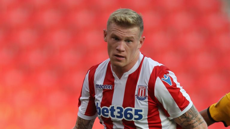 James McClean during the pre-season friendly match between Stoke City and Wolverhampton Wanderers at the Bet365 Stadium on July 25, 2018 in Stoke on Trent, England.