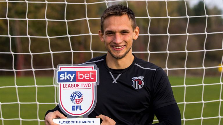 James McKeown of Grimsby Town wins the Sky Bet League Two Player of the Month award - Mandatory by-line: Robbie Stephenson/JMP - 05/11/2018 - FOOTBALL - Cheapside Training Ground - Grimsby, England - Sky Bet Player of the Month Award