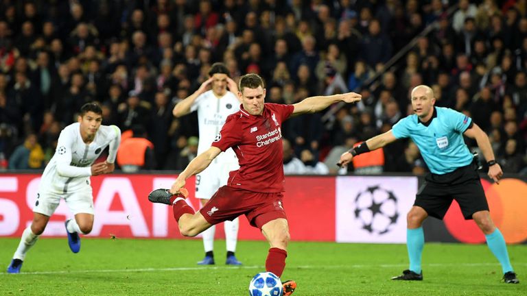 James Milner reduced the arrears from the spot just before half-time