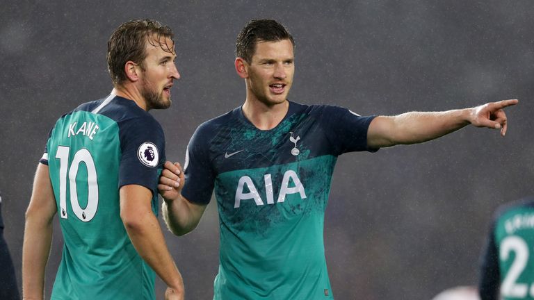 Jan Vertonghen during the Premier League match between Brighton & Hove Albion and Tottenham Hotspur at American Express Community Stadium on September 22, 2018 in Brighton, United Kingdom.