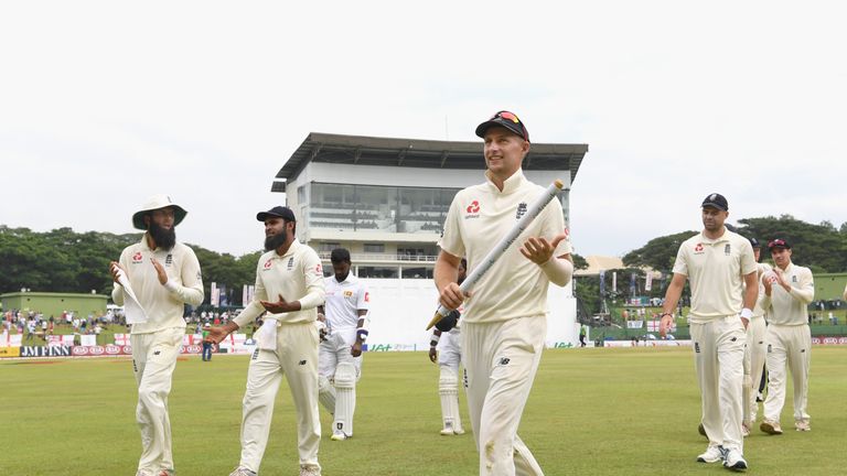 Joe Root during Day Five of the Second Test match between Sri Lanka and England at Pallekele Cricket Stadium on November 18, 2018 in Kandy, Sri Lanka.