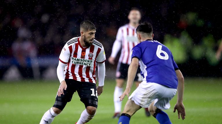 Sheffield United's Kieron Freeman during the Sky Bet Championship match at Bramall Lane vs Sheffield Wednesday