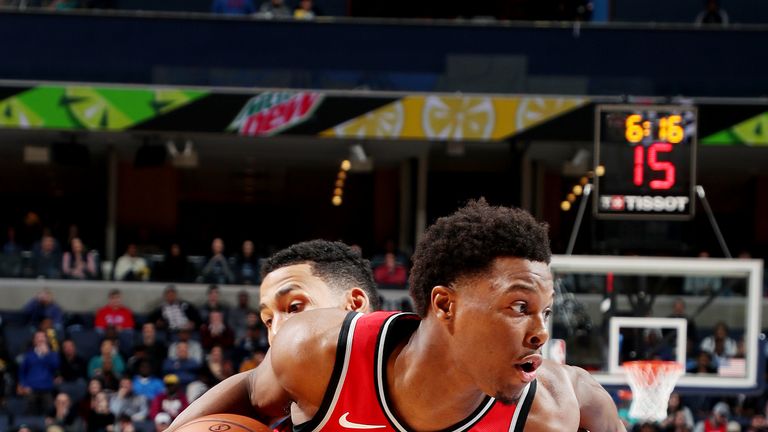 Kyle Lowry #7 of the Toronto Raptors drives to the basket against the Memphis Grizzlies on November 27, 2018 at FedExForum in Memphis, Tennessee.