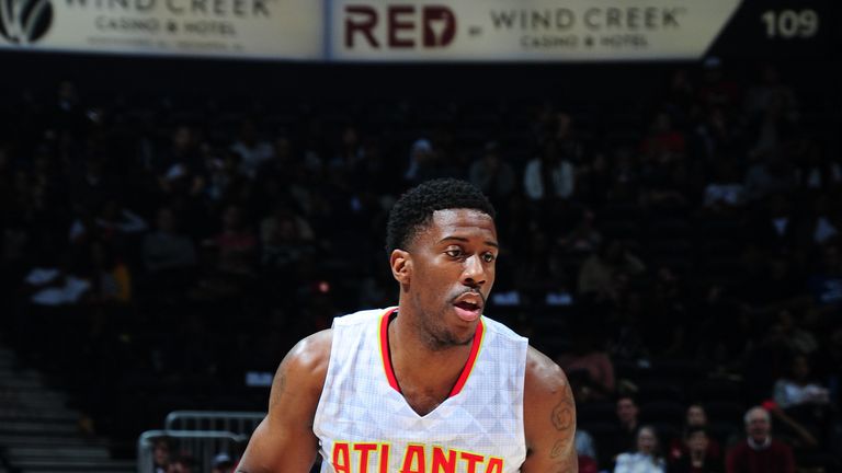 ATLANTA, GA - FEBRUARY 6: Lamar Patterson #13 of the Atlanta Hawks handles the ball against the Utah Jazz on February 6, 2017 at Philips Arena in Atlanta, Georgia.  NOTE TO USER: User expressly acknowledges and agrees that, by downloading and/or using this Photograph, user is consenting to the terms and conditions of the Getty Images License Agreement. Mandatory Copyright Notice: Copyright 2017 NBAE (Photo by Scott Cunningham/NBAE via Getty Images)