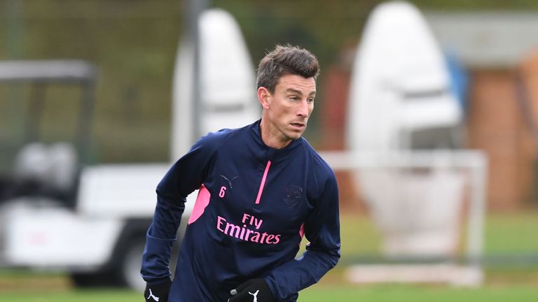 Laurent Koscielny during a training session at London Colney on November 7, 2018