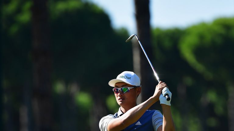 plays a shot during the third round of the Turkish Airlines Open at Regnum Carya Golf & Spa Resort on November 3, 2018 in Antalya, Turkey.