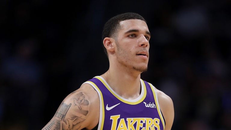 Lonzo Ball #2 of the Los Angeles Lakers plays the Denver Nuggets at the Pepsi Center on November 27, 2018 in Denver, Colorado. 