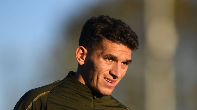 Lucas Torreira of Arsenal during a training session at London Colney on November 2, 2018 in St Albans, England. (Photo by Stuart MacFarlane/Arsenal FC via Getty Images)