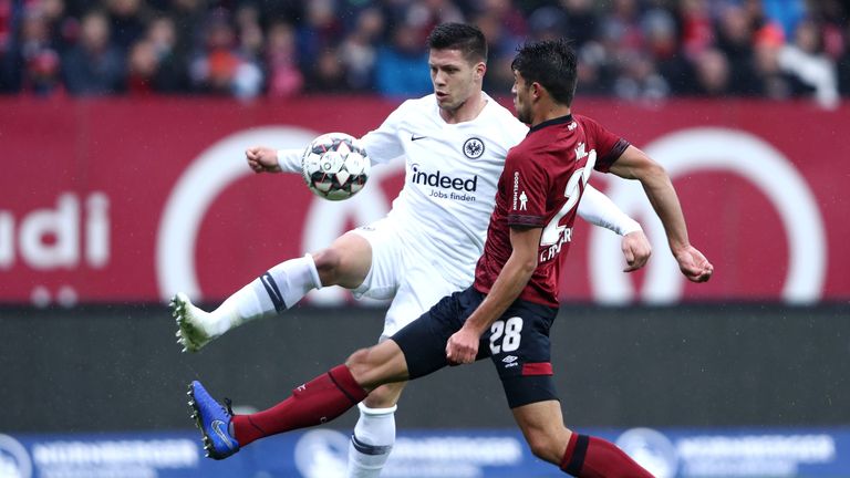 Eintracht Frankfurt striker Luka Jovic scores against Nuernberg in the Bundesliga