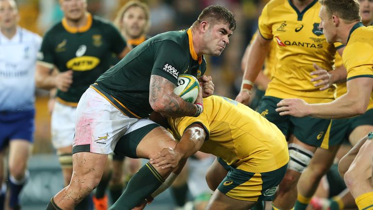 Malcolm Marx  on the charge for the Springboks