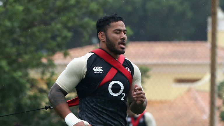 Manu Tuilagi, sprints during the England training session held at Browns Sport and Leisure Club on October 26, 2018 in Vilamoura, Portugal.