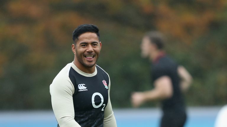 Manu Tuilagi during the England captain's run at Pennyhill Park on November 16, 2018 in Bagshot, England.