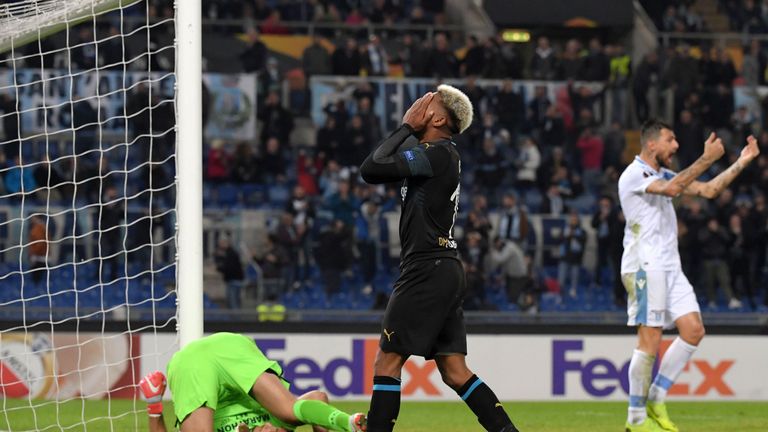 Marseille were knocked out of the Europa League at Lazio