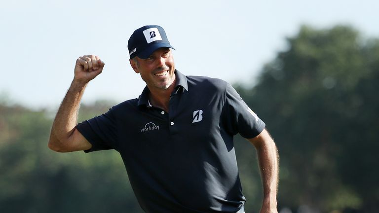 Matt Kuchar celebrates his victory in the Mayakoba Classic