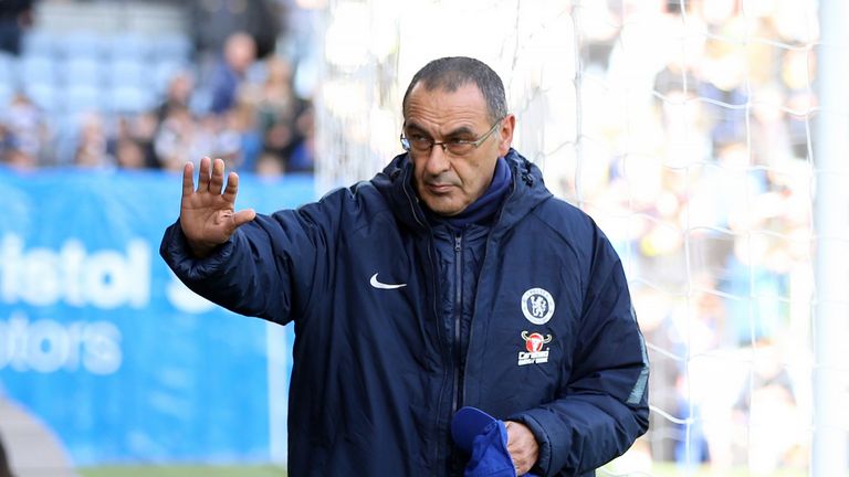 Maurizio Sarri during the Premier League match between Burnley FC and Chelsea FC at Turf Moor on October 28, 2018 in Burnley, United Kingdom.