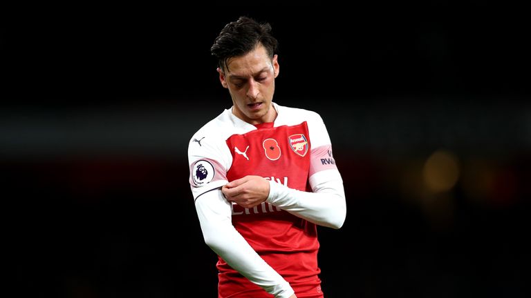 Mesut Ozil during the Premier League match between Arsenal and Wolverhampton Wanderers