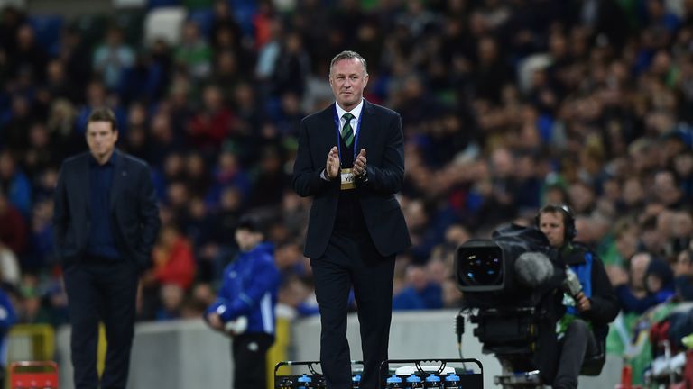 BELFAST, NORTHERN IRELAND - SEPTEMBER 11: Northern Ireland manager Michael O'Neill during the international friendly football match between Northern Ireland and Israel at Windsor Park on September 11, 2018 in Belfast, Northern Ireland. (Photo by Charles McQuillan/Getty Images)