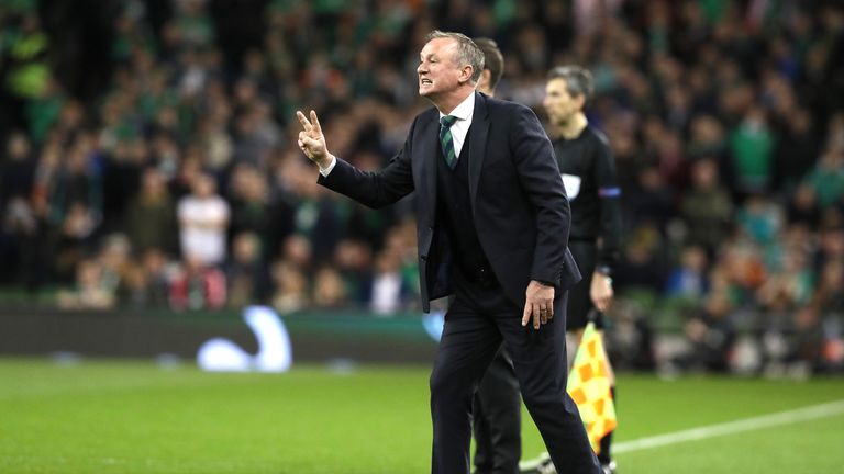 Michael O'Neill gets his message across in Northern Ireland's friendly against Republic of Ireland in Dublin