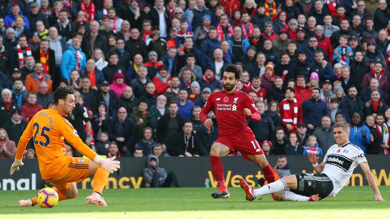 Mohamed Salah makes it 1-0 to Liverpool