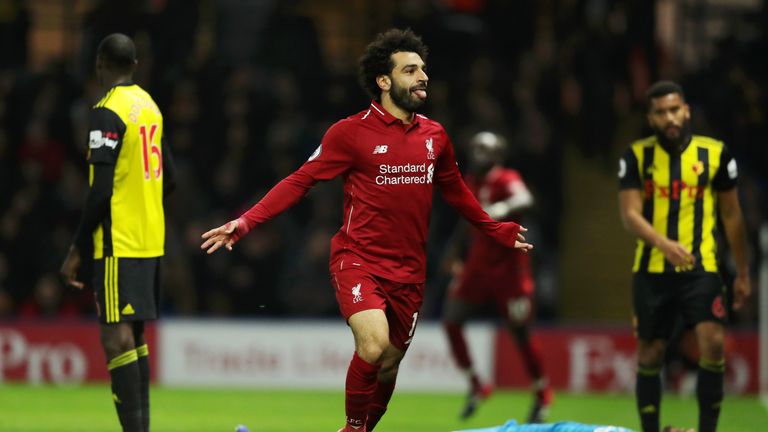  during the Premier League match between Watford FC and Liverpool FC at Vicarage Road on November 24, 2018 in Watford, United Kingdom.