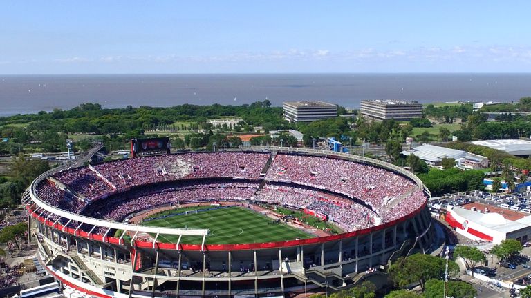 A huge crowd gathered at the Monumental Stadium ahead of the second leg of the Copa Libertadores final