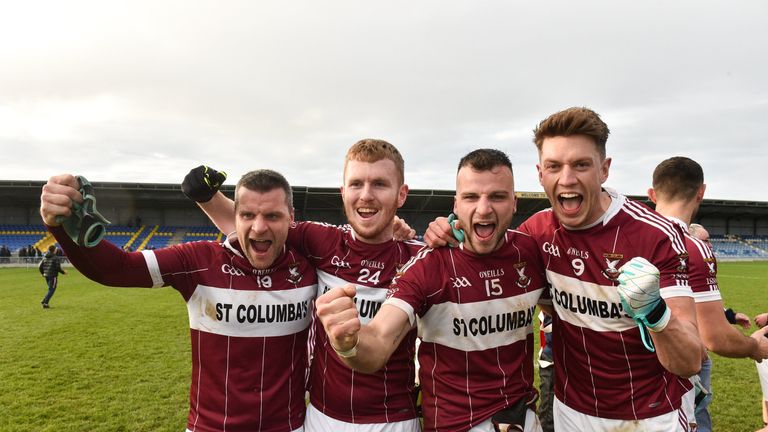 Mullinalaghta St Columba's players celebrate at full-time