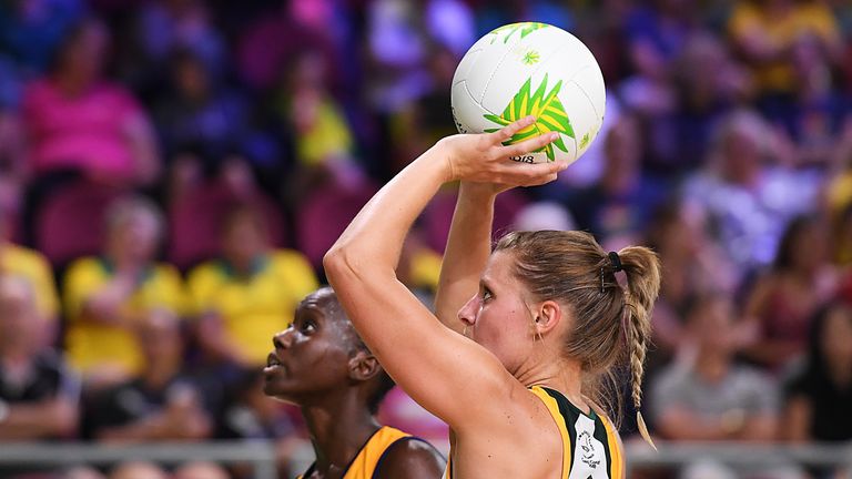 during Netball on day seven of the Gold Coast 2018 Commonwealth Games at Gold Coast Convention Centre on April 11, 2018 on the Gold Coast, Australia.