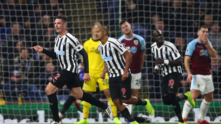  during the Premier League match between Burnley FC and Newcastle United at Turf Moor on November 26, 2018 in Burnley, United Kingdom.