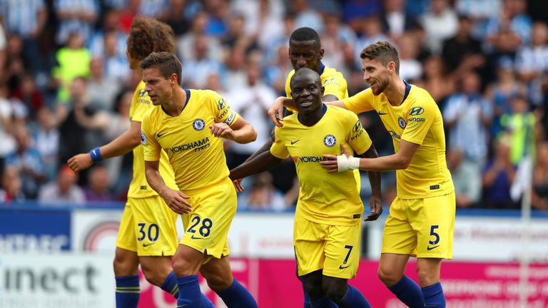 During the Premier League match between Huddersfield Town and Chelsea FC at John Smith&#39;s Stadium on August 11, 2018 in Huddersfield, United Kingdom.