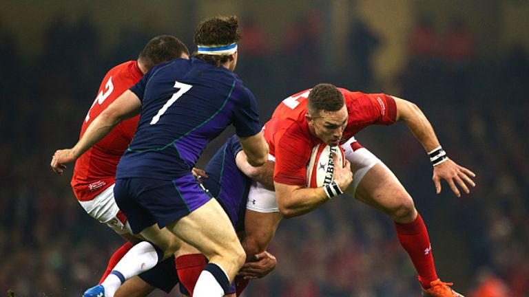 George North crosses the line for Wales in their home win