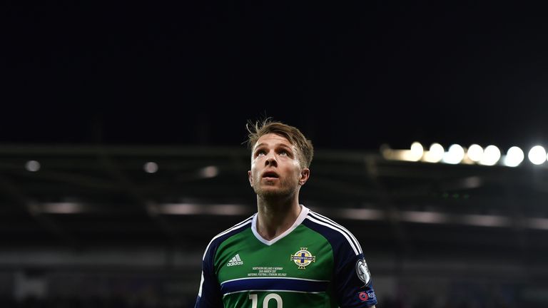 BELFAST, NORTHERN IRELAND - MARCH 26: Jamie Ward of Northern Ireland during the FIFA 2018 World Cup Qualifier between Northern Ireland and Norway at Windsor Park on March 26, 2017 in Belfast, Northern Ireland. (Photo by Charles McQuillan/Getty Images)