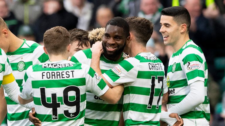 03/11/18 LADBROKES PREMIERSHIP.CELTIC V HEARTS (5-0).CELTIC PARK - CELTIC.Celtic’s Odsonne Edouard celebrates his opening goal