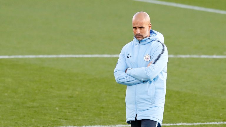 Pep Guardiola at Manchester City training