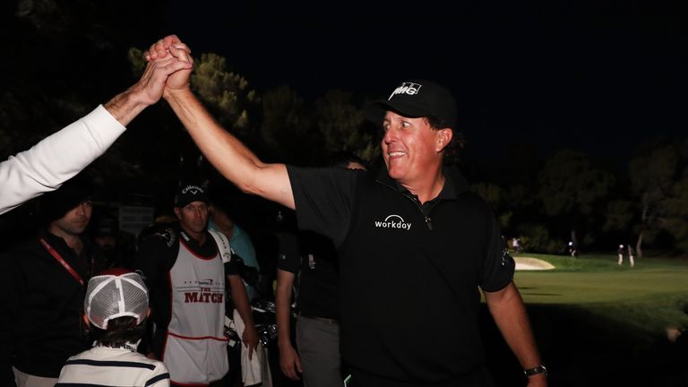 Mickelson won the match with a four-foot birdie on the 22nd hole 