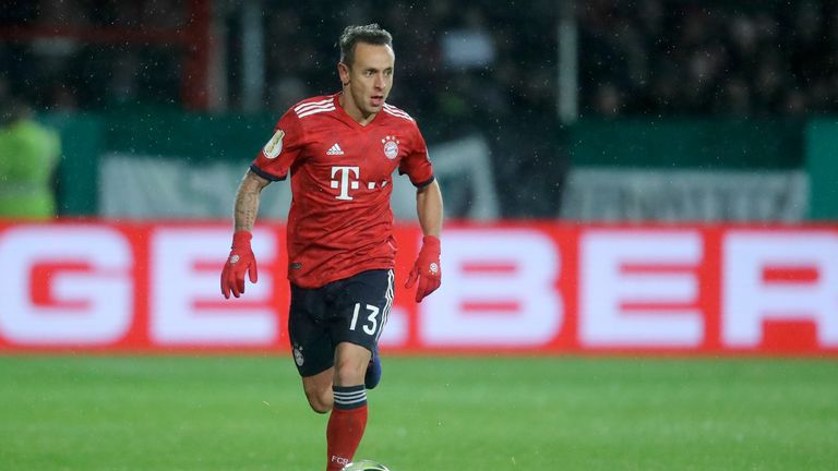 ROEDINGHAUSEN, GERMANY - OCTOBER 30: Rafinha of Bayern runs with the ball during the DFB Cup match between SV Rodinghausen and FC Bayern Munich at Hacker-Wiehenstadion on October 30, 2018 in Roedinghausen, Germany. (Photo by Christof Koepsel/Bongarts/Getty Images)...                