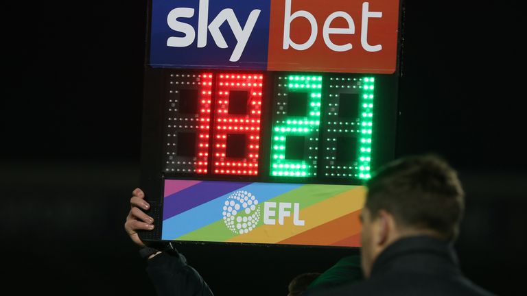 The EFL is using using bespoke sub boards and corner flags to support Rainbow Laces