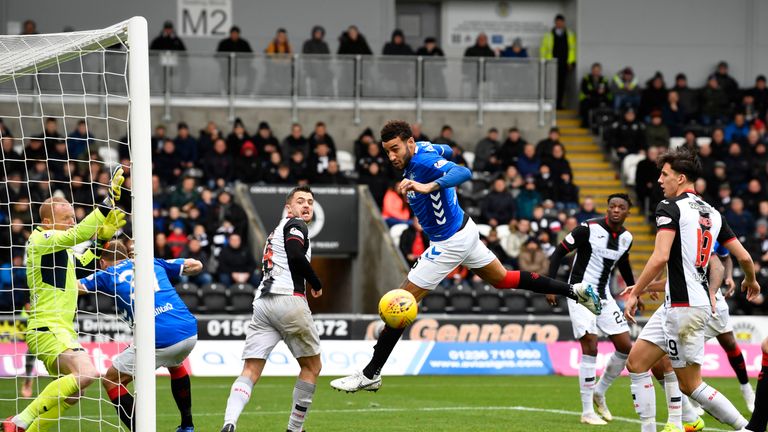 Rangers' Connor Goldson misses a chance to go ahead against St Mirren