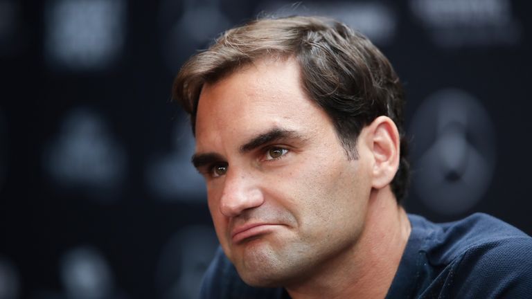Roger Federer at a press conference 