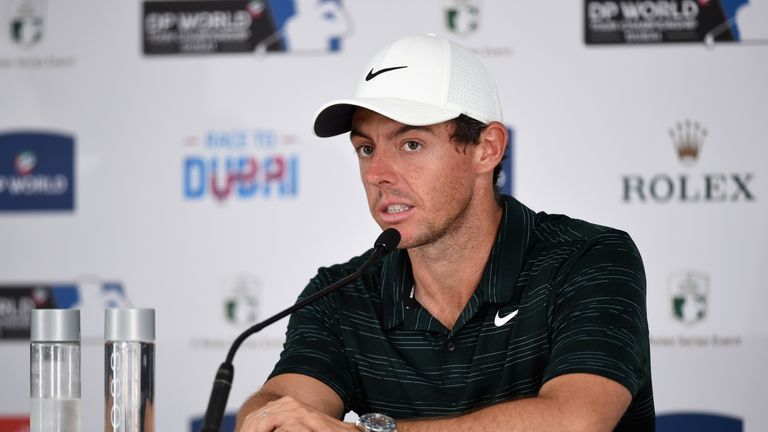 Rory McIlroy ahead of the DP World Tour Championship at Jumeirah Golf Estates on November 13, 2018 in Dubai, United Arab Emirates.