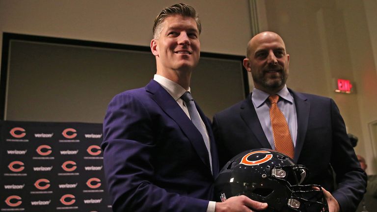 LAKE FOREST, IL - JANUARY 09: during an introductory press conference at Halas Hall on January 9, 2018 in Lake Forest, Illinois.
