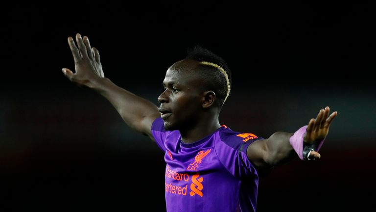Sadio Mane of Liverpool reacts during the Premier League match between Arsenal FC and Liverpool FC at Emirates Stadium on November 3, 2018 in London, United Kingdom. 