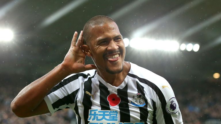 Salomon Rondon celebrates his second goal for Newcastle against Bournemouth