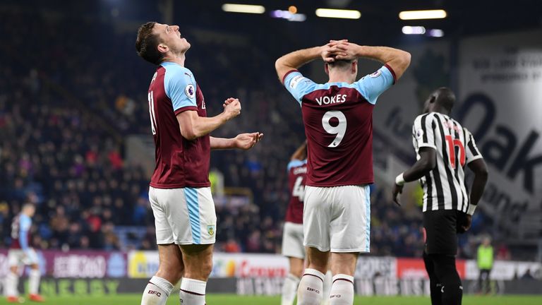  during the Premier League match between Burnley FC and Newcastle United at Turf Moor on November 26, 2018 in Burnley, United Kingdom.