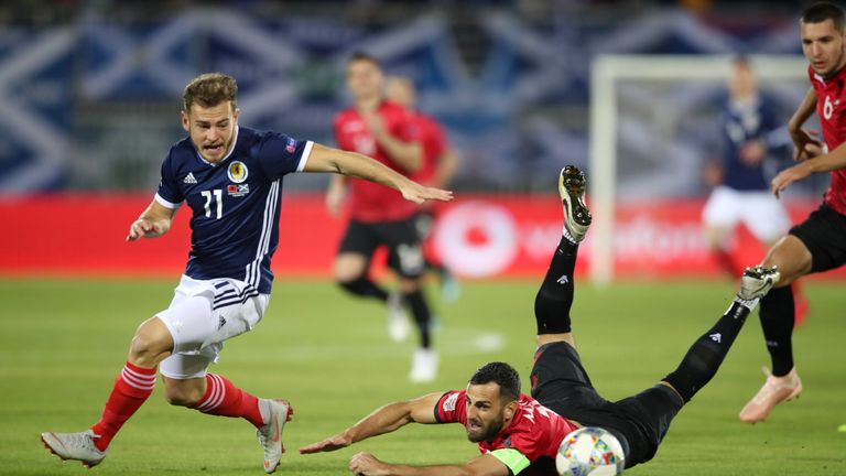 Ryan Fraser in action for Scotland in the Nations League